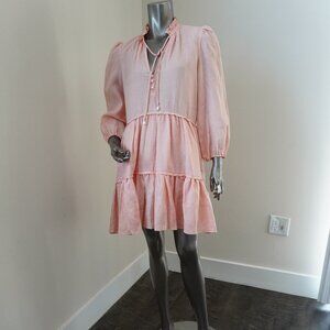 Veronica Beard Hawkin Linen Dress Pebble Light Coral Size 4 New Tag $448